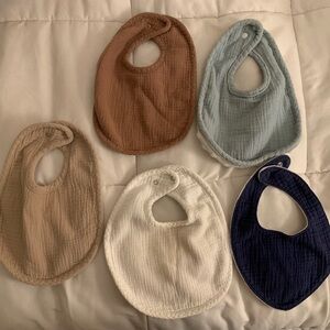 Carter's Soft Bib Set in Brown, Blue, and Cream, gently used x5